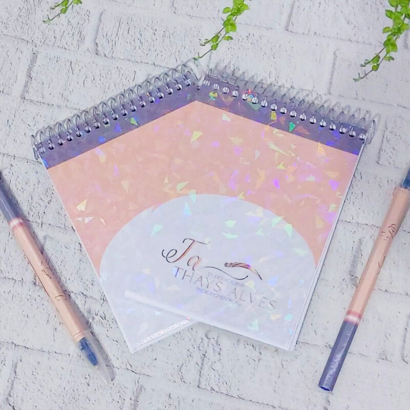 Bloquinho de Anotação Holográfico 50 folhas brancas + Caneta