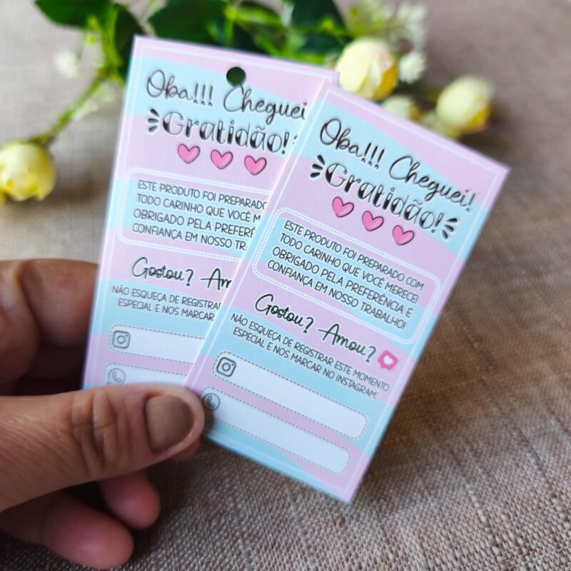 Tag de Agradecimento ao Cliente 5x9 cm – Pronta Entrega, Com ou Sem Furo